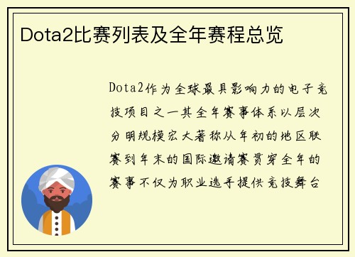 Dota2比赛列表及全年赛程总览